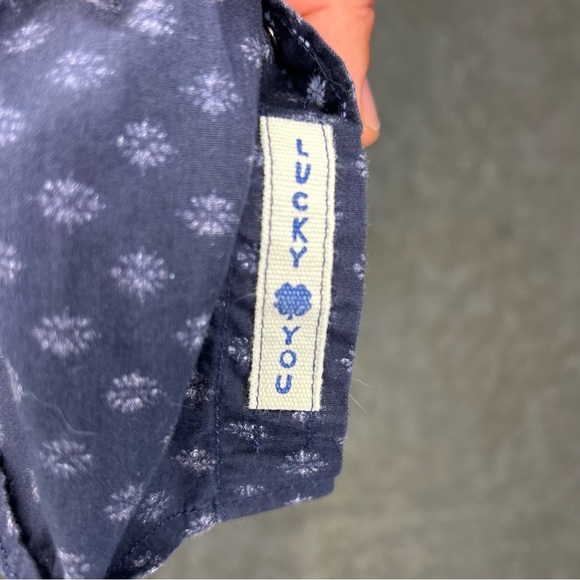 Lucky brand pearl button up long sleeve shirt snowflake pattern navy XXL - Picture 3 of 6
